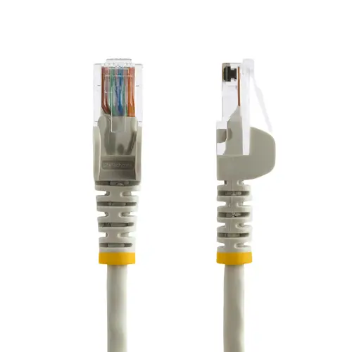 Cable de 1m Gris de Red Fast Ethernet Cat5e RJ45 sin Enganche - Cable Patch Snagless - Imagen 2