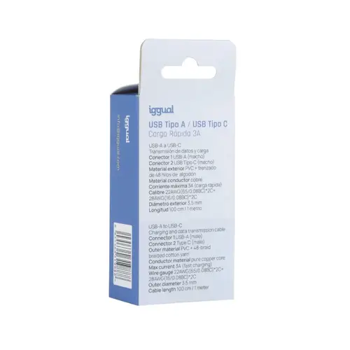 Cable USB-A a tipo C 3A 100 cm trenzado - Imagen 4