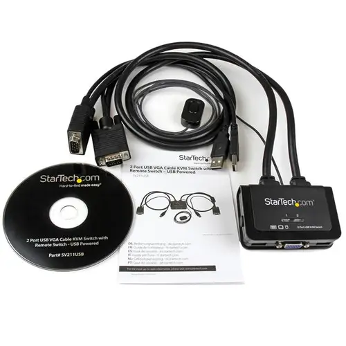 Switch Conmutador KVM de Cable con 2 Puertos VGA USB Alimentado por USB con Interruptor Remoto - Imagen 6