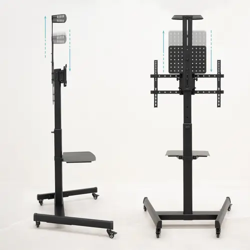 COMETA Soporte de Suelo con Ruedas con Regulación de Altura para Pantallas 37"- 70", Rotación 90°, Negro - Imagen 4