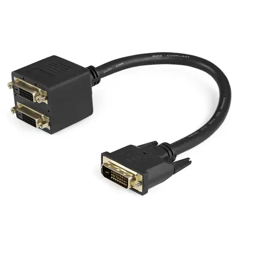 Cable Duplicador Divisor de Vídeo DVI-D de 2 Puertos Salidas Compacto - Bifurcador - Imagen 1