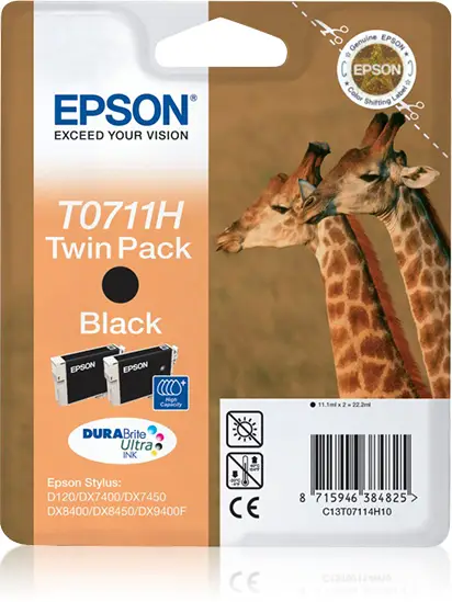 Giraffe Doble juego de cartuchos Negro T0711H Tintas DURABrite Ultra