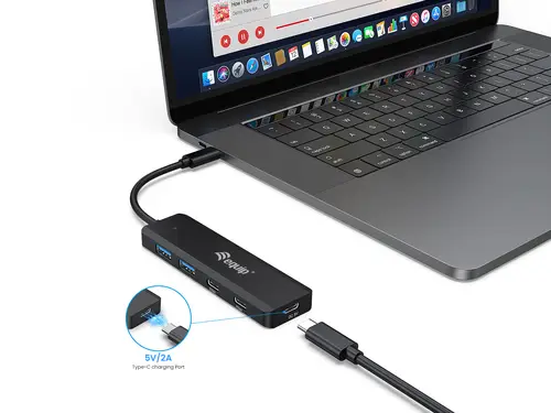 128964 hub de interfaz USB 3.2 Gen 1 (3.1 Gen 1) Type-C 5000 Mbit/s Negro - Imagen 4