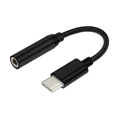 Conversor USB C a Audio 384KHz, USB C/M - jack 3.5/H, negro, 15 cm - Imagen 1
