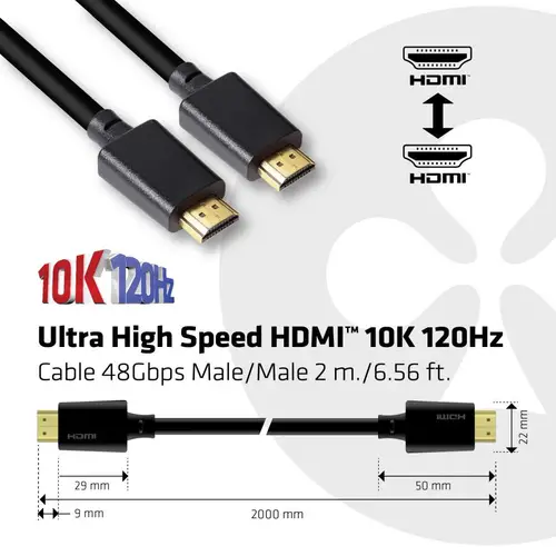 Ultra High Speed HDMI 4K120Hz, 8K60Hz Certified Cable 48Gbps M/M 2 m / 6.56 ft - Imagen 4