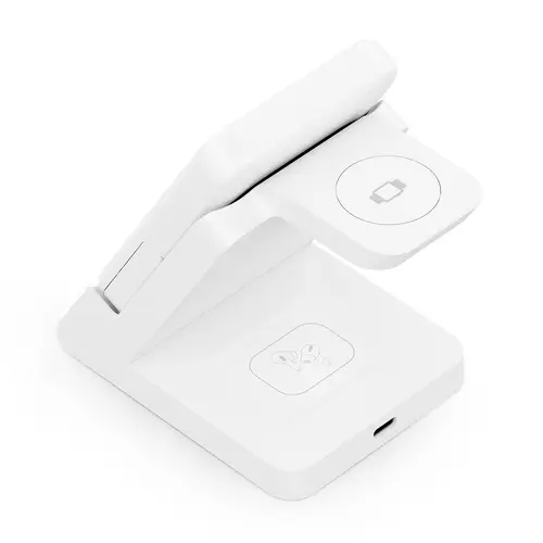 AISENS Cargador Inalambrico USB C 4 en 1 De 15W Para Movil  Apple Watch  Auriculares Con Estuche De Carga  Blanco - Imagen 4