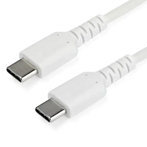 Cable de 2m de Carga USB C - de Carga Rápida y Sincronización USB 2.0 Tipo C a USB C para Portátiles - Revestimiento TPE de Fibra de Aramida M/M 60W Blanco - iPad Pro Surface - Imagen 1