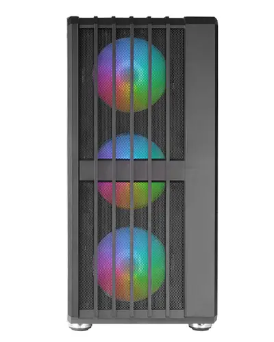 MC-VAULT, Caja Gaming ATX, 4x Ventiladores ARGB 120mm, Panel Frontal Mesh con Diseño Vertical, Ventana Lateral Cristal Templado, 3x Slots PCI Verticales, Semitorre PC Profesional, Negro - Imagen 1