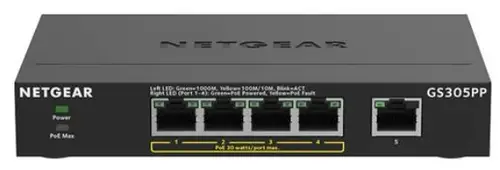 GS305PP No administrado Gigabit Ethernet (10/100/1000) Energía sobre Ethernet (PoE) Negro - Imagen 2