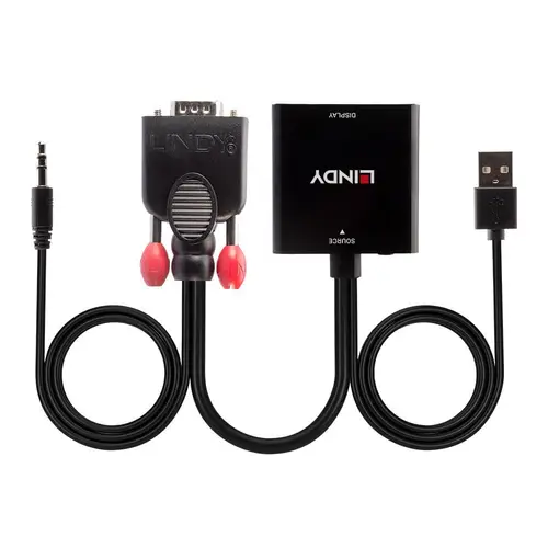 38284 adaptador de cable de vídeo VGA (D-Sub) + 3,5mm HDMI + USB Negro - Imagen 2