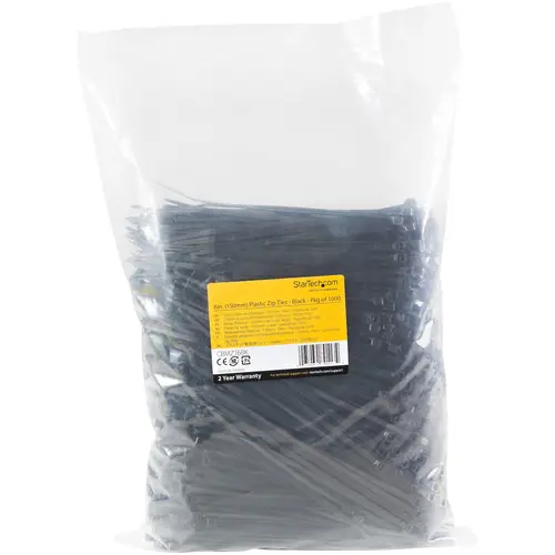 Bridas de 15cm para cables - 3 mm de ancho, 39 mm de diámetro, soportan 18 kg de tensión, de nylon, cierre automático y punta curva, 94V-2/UL, paquete de 1000 - negras - Imagen 5