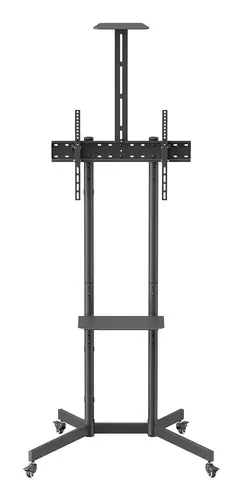 Soporte De Suelo Eco Con Rueda, Bandeja Para DVD Y Soporte De Cámara Para Monitor/TV 45kg De 37-70, Negro - Imagen 2
