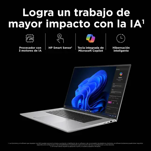ZBook Studio G11 Intel Core Ultra 7 155H Estación de trabajo móvil 40,6 cm (16") WUXGA 32 GB DDR5-SDRAM 1 TB SSD NVIDIA RTX 1000 Ada Wi-Fi 7 (802.11be) Windows 11 Pro AI PC, AI Workstation Plata - Imagen 4