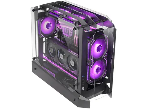 MC-EDGE, Caja Gaming ATX, Diseño Open Air, Triple Panel Cristal Templado, Semitorre PC Soporte Refrigeración Líquida Hasta 240mm, Sistema Gestión Cableado Interno, USB-C y USB 3.0, Negro - Imagen 2