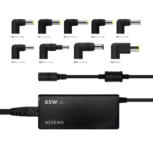 Cargador 65 W Automatico Universal Multitension Para Portatil Con 9 Conectores + USB-A QC.3.0 - Imagen 4