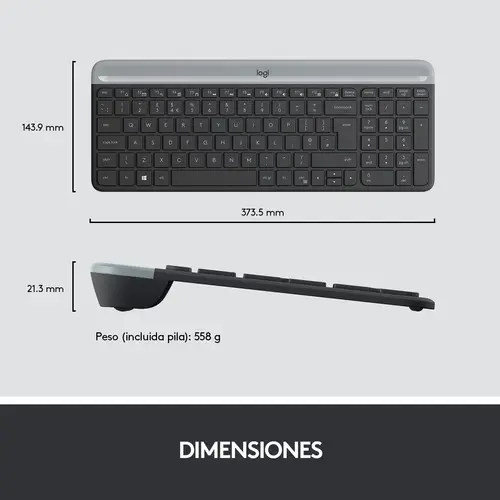 920-009198 teclado Ratón incluido Universal RF inalámbrico QWERTY Español Grafito - Imagen 14