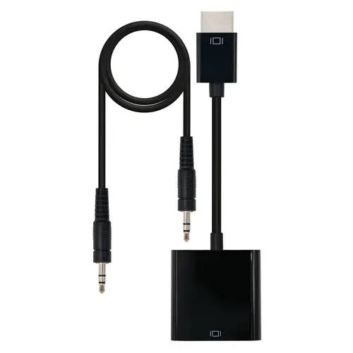 CONVERSOR HDMI A SVGA+AUDIO, HDMI/M-SVGA/H+3.5/H, NEGRO, 10 CM+1.0 M - Imagen 1