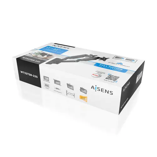 Soporte De Pared Pro Contrapeso Giratorio E Inclinable Para Monitor/tv 9kg (3 Pivotes, 2 Brazos) De 17-32, Negro - Imagen 6