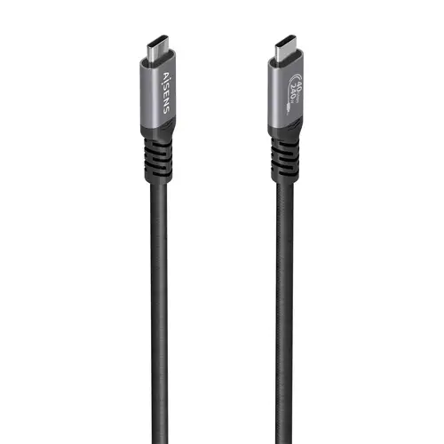 Cable USB4 Gen3x2 Aluminio 40Gbps 8K@60Hz 5A 48V 240W E-Mark, Tipo USB-C/M-USB-C/M, Negro, 1.5m - Imagen 1