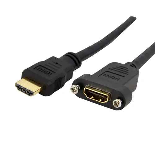 Cable Adaptador de 0,9m HDMI Hembra a Macho, Cable HDMI de Alta Velocidad 4K de Montaje en Panel, HDMI UHD 4K 30Hz, Ancho de Banda de 10,2Gbps, HDMI Hembra a Macho 4K - Imagen 1