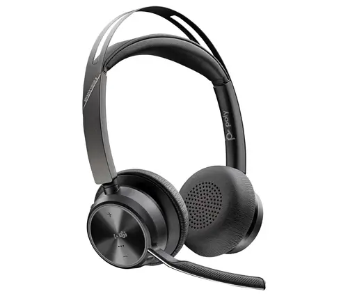 Auriculares Voyager Focus 2 USB-C-C con certificación Microsoft Teams + adaptador USB-C/A + base de carga - Imagen 1