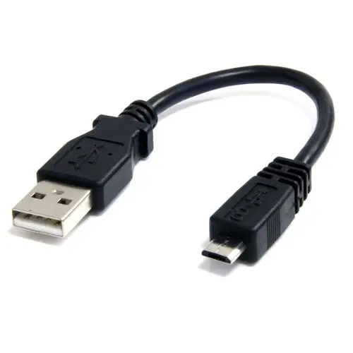 Cable Adaptador de 15cm USB A Macho a Micro USB B Macho para Teléfono Móvil Carga y Datos - Negro - Imagen 1