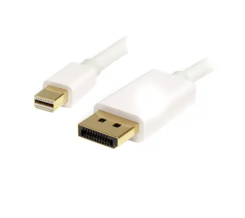 Cable de 1m Mini DisplayPort a DisplayPort 1.2 - Cable Adaptador Mini DisplayPort a DisplayPort 4K x 2K UHD - Cable para Monitor Mini DP a DP - Blanco - Imagen 1