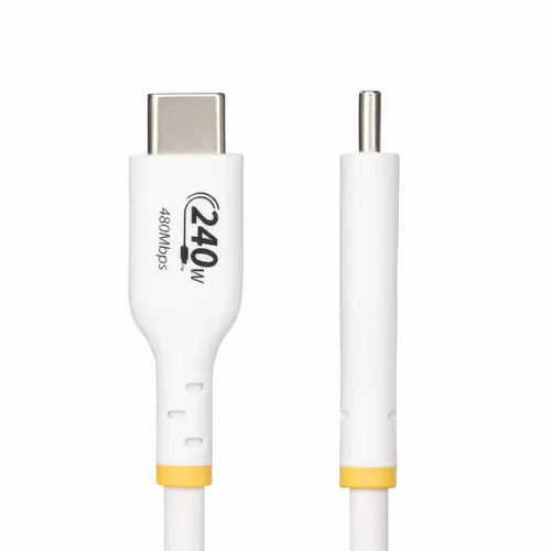 Cable de Carga para Portátil USB-C de 4m - Cable USB Tipo C USB 2.0 para Portátil - Blanco - Cable con Certificación USB-IF - PD 240W EPR - Recubrimiento de TPE - M/M - Imagen 3