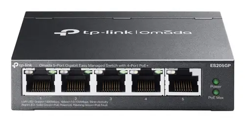 Omada ES205G Gestionado Gigabit Ethernet (10/100/1000) Energía sobre Ethernet (PoE) Negro - Imagen 1