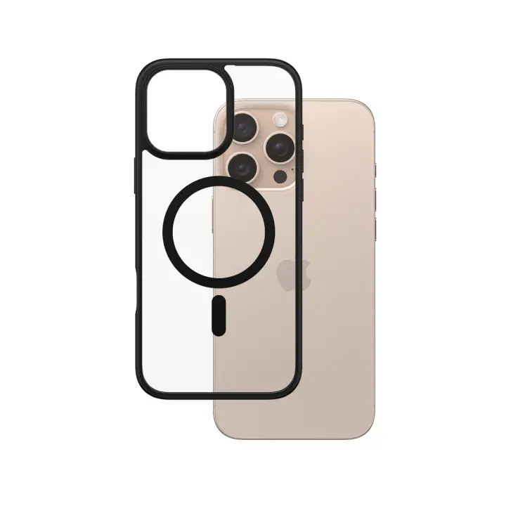 ® HardCase Transparent w. Black MagSafe & Frame iPhone 16 Pro Max funda para teléfono móvil Negro