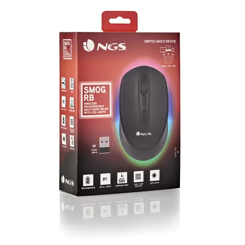 SMOG-RB ratón Juego Ambidextro RF Wireless + Bluetooth Óptico 2400 DPI - Imagen 9