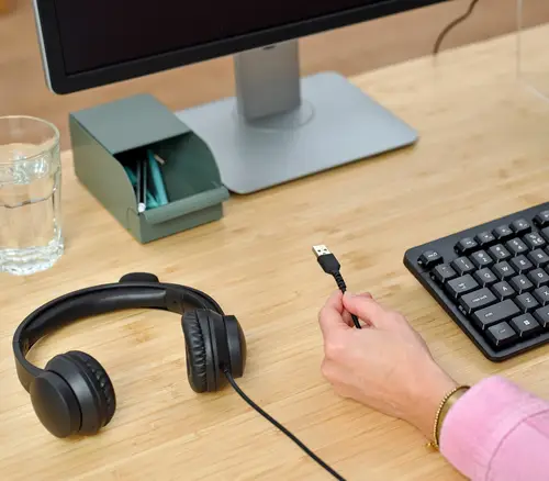 HS-201 Auriculares Alámbrico Diadema Oficina/Centro de llamadas USB tipo A Negro - Imagen 8