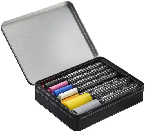 FREE Acrylic marcador 11 pieza(s) Negro, Azul, Carmín, Gris Oscuro, Verde, Lila, Naranja, Rosa, Violeta, Blanco, Amarillo - Imagen 4