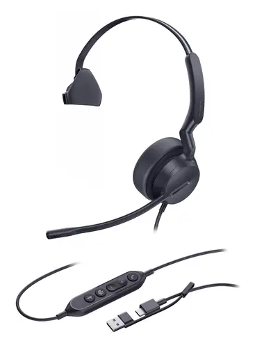 UH42 Mono Teams USB-C/A Auriculares Alámbrico Diadema Oficina/Centro de llamadas USB Type-C / USB Type-A Negro - Imagen 2