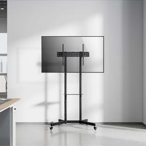 Soporte De Suelo Eco Con Rueda, Bandeja Para DVD Para Monitor/TV 45kg De 37-70, Negro - Imagen 5