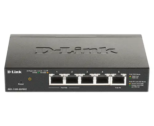 DGS-1100-05PDV2 switch Gestionado Gigabit Ethernet (10/100/1000) Energía sobre Ethernet (PoE) Negro - Imagen 1