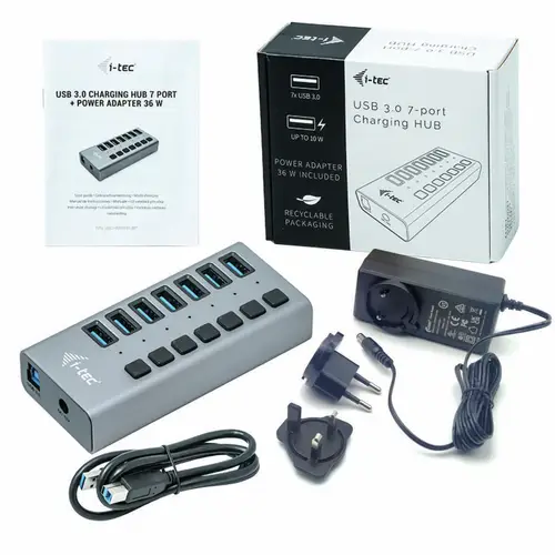 USB 3.0 Charging HUB 7port + Power Adapter 36 W - Imagen 4