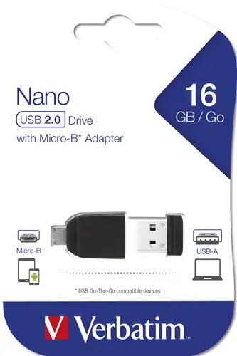 Nano - Unidad USB de 16 GB con adaptador Micro USB - Negro - Imagen 7