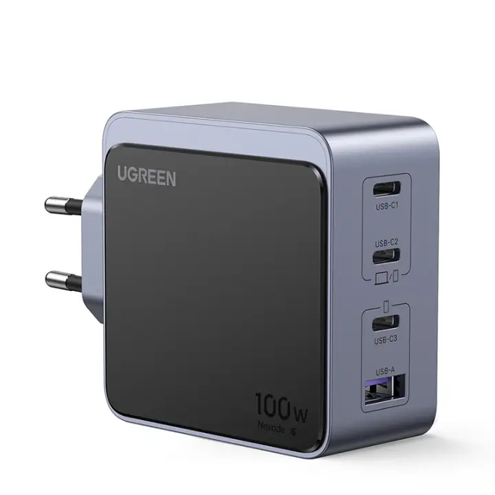 Nexode S 100W 4-Port GaN Fast Charger EU gray Ordenador portátil, Teléfono móvil, Portátil, Batería portátil, Tableta Gris Corriente alterna Interior
