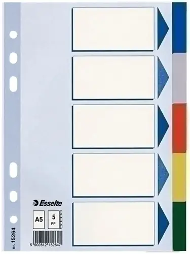 SEPARADORES ESSELTE PP A5 5 ps.