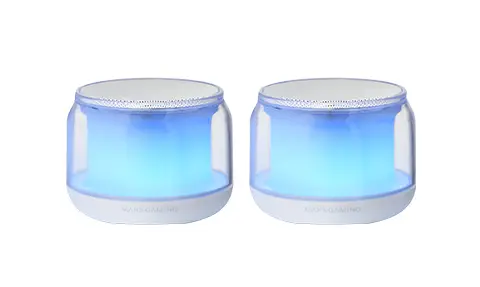 MS-AURA, Altavoces Bluetooth 5.3, Chipset DSP Personalizado 15W, Iluminación RGB con Diseño ClearView 360º, Altavoces Compactos con Caja de Control de Volumen y RGB, Entrada AUX-IN, Blanco