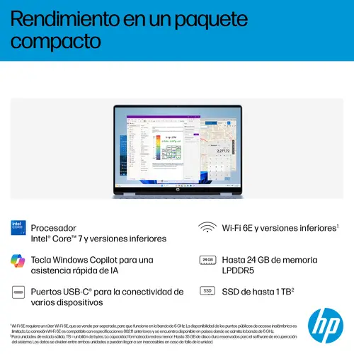 OmniBook 5 Flip 2-in-1 Laptop 14-fp0054ns Intel Core 5 120U 35,6 cm (14") Pantalla táctil 2K 16 GB LPDDR5-SDRAM 1 TB SSD Wi-Fi 6 (802.11ax) Windows 11 Home Azul - Imagen 6