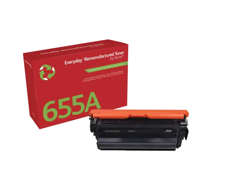 Remanufacturado Everyday Tóner Everyday Negro remanufacturado de Xerox es compatible con HP 655A (CF450A), Capacidad estándar