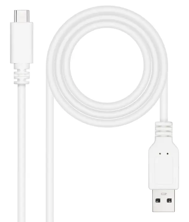 Cable USB 2.0 3A, tipo USB-C/M-A/M, Blanco, 2 m