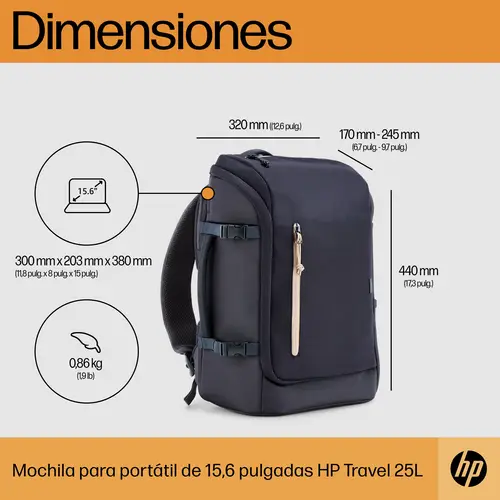 Mochila para portátil Travel de 15,6 pulgadas y 25 litros gris hierro - Imagen 4