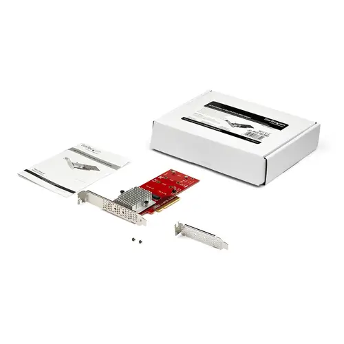 Tarjeta Adaptadora para 2 SSD M.2 PCIe SSD - Dos SSDs NVMe o AHCI M.2 SSD a x8/x16 PCI Express 3.0 - Compatible con PCIe M.2 NGFF (M-Key) - Admite 2242, 2260, 2280 - Mac y PC - Imagen 6