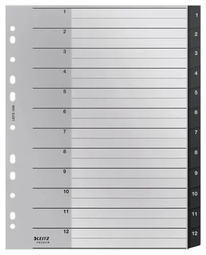 12090000 lengüeta de índice Separador en blanco con pestaña Polipropileno (PP) Negro, Blanco - Imagen 1