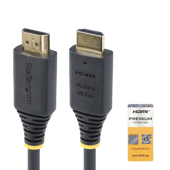 Cable HDMI Premium Certificado de Alta Velocidad de 50cm - 4K 60Hz - 144Hz - UHD - HDR10/HDCP 2.2/ARC - 18Gbps - Cable HDMI 2.0 para Monitor o TV - Recubrimiento TPE