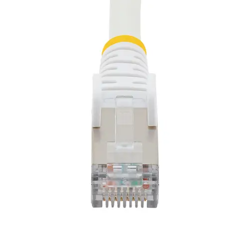 Cable de 0,5m de Red Ethernet CAT6a - Blanco - Low Smoke Zero Halogen (LSZH) - 10GbE - 500MHz - PoE++ de 100W - Snagless sin Pestillo - RJ-45 - Cable de Red S/FTP - Imagen 4