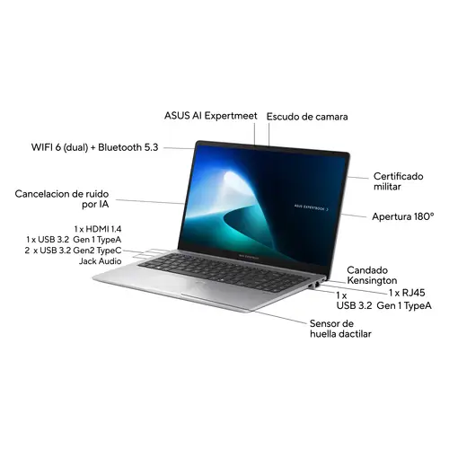 ExpertBook P1503CVA-S70673X - Ordenador Portátil 15.6" Full HD (Intel Core i5-13420H, 16GB RAM, 512GB SSD, UHD Graphics, Windows 11 Pro) Gris Brumoso - Teclado QWERTY español - Imagen 3